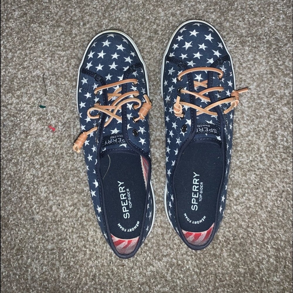 Sperry star spangled slip on shoes